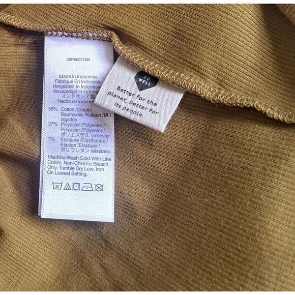 Madewell Womens Medium Mustard Green Shirt Deep Plunge Neck Cropped Top - Picture 7 of 7